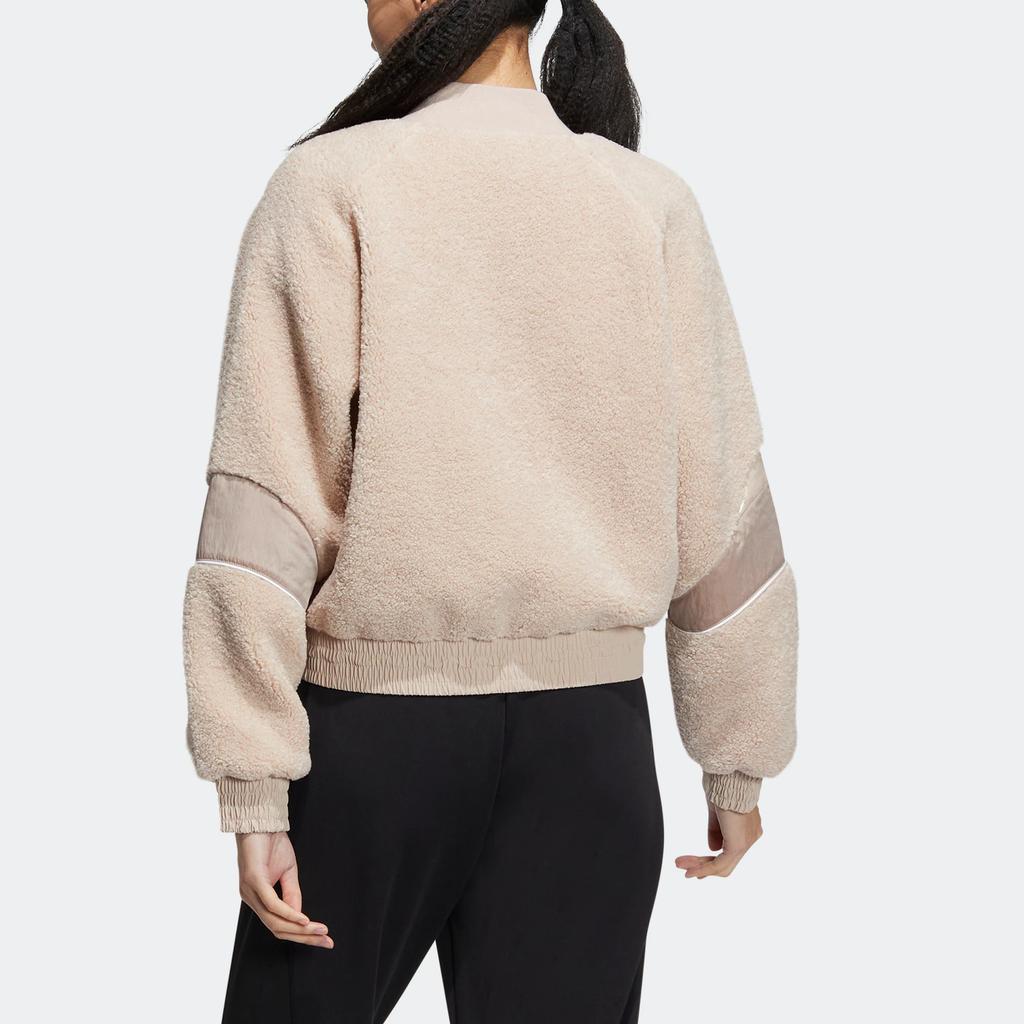 Adidas Focus Boa Jacket With Embroidered Logo and Short Zip Women Outerwear Miracle-Grey Beige-Brown HY2822