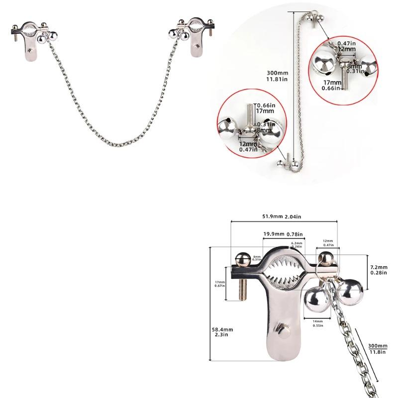 Stainless Steel Nipple Clamps with Adjustable Chain – Animal Teeth Design for , Breast Restraints & Erotic Play