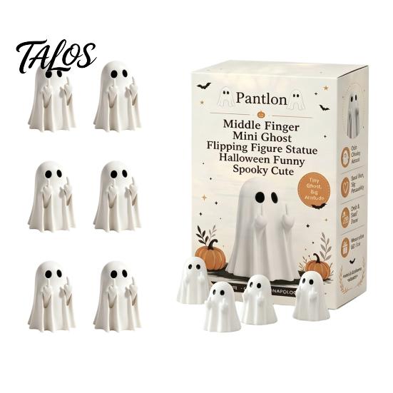Micro Landscape Accessories Mini Ghost Flipping Middle Finger Figurines for Halloween Decorations, Miniature Resin Small Haunted House Props