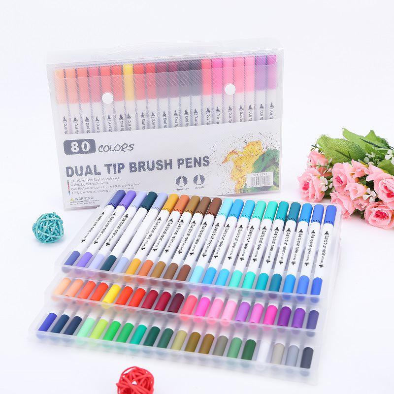 Soft-Headed Dual-Tip Watercolor Pen Set - 120, 72, 60 Colors for Art & Children's Painting
