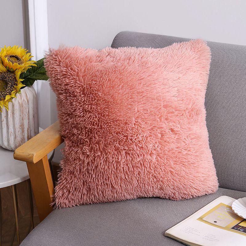 Cushion Fluffy Square Plush Pillow Covers Shaggy Scatter Sofa Pillowcase Decor