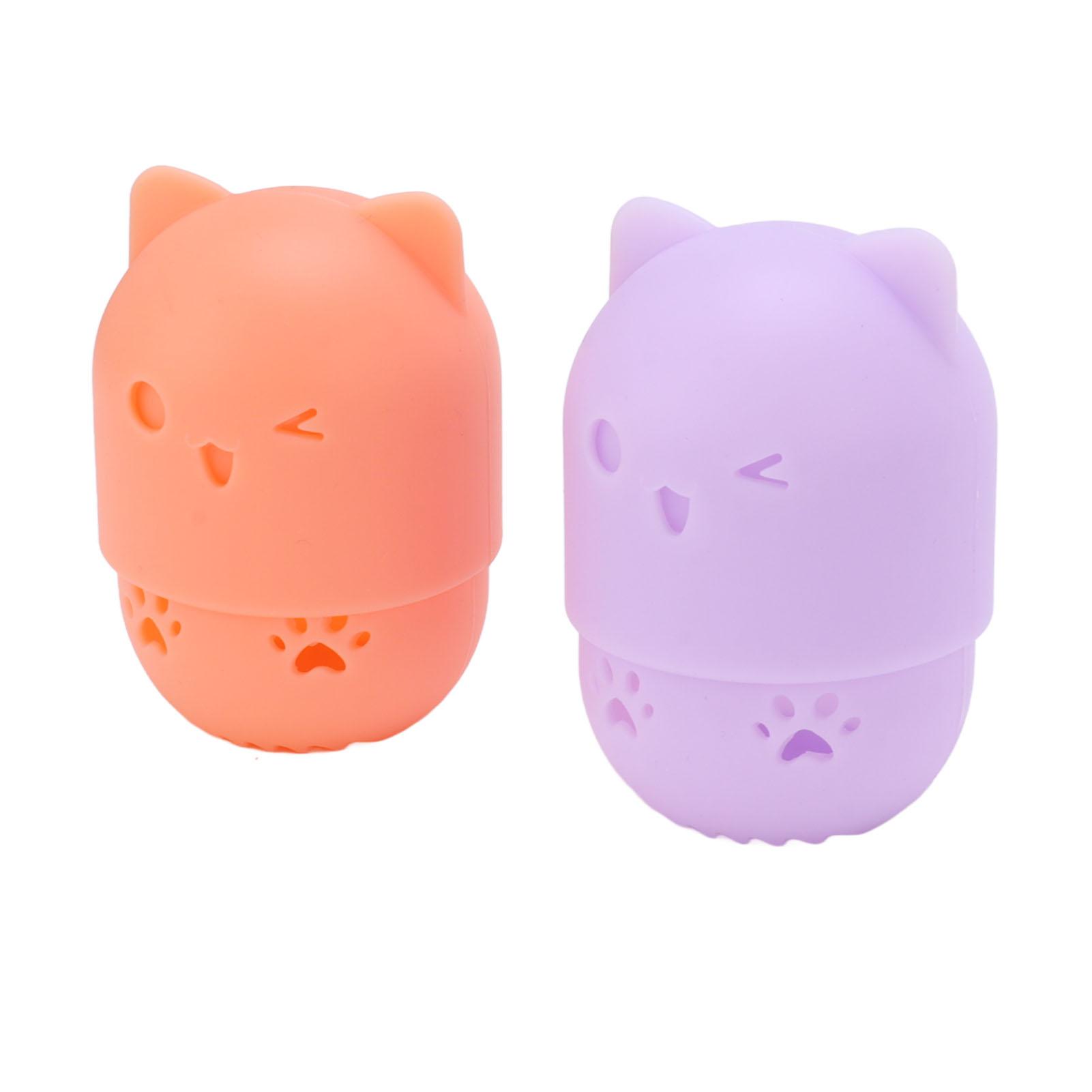 

Держатель для спонжа для макияжа Милая форма кошки Моющийся Многоразовый Дышащий Полый дизайн Дорожный спонж для макияжа разноцветный