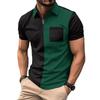 New Men's Short-sleeved T-shirt Fashion Tops Casual Polo Shirt Small Twill This Cloth Splicing Lapel Buttons Men's Polo Shirt