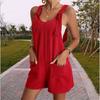 European And American Women's Summer Casual Solid Color Suspender Shorts One-piece Pants Adjustable Large Size Overalls Cool And Comfortable