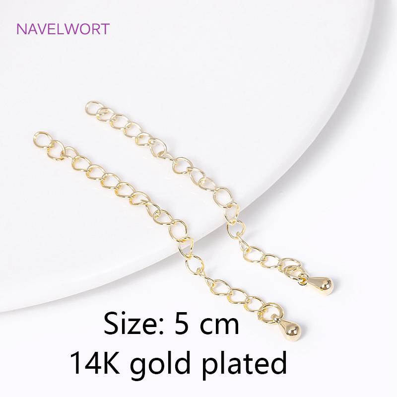 18K Gold Plated With Tag Extension Chain Brass Metal Extension Chains Connectors DIY Necklace Bracelet Jewelry Making Supplies