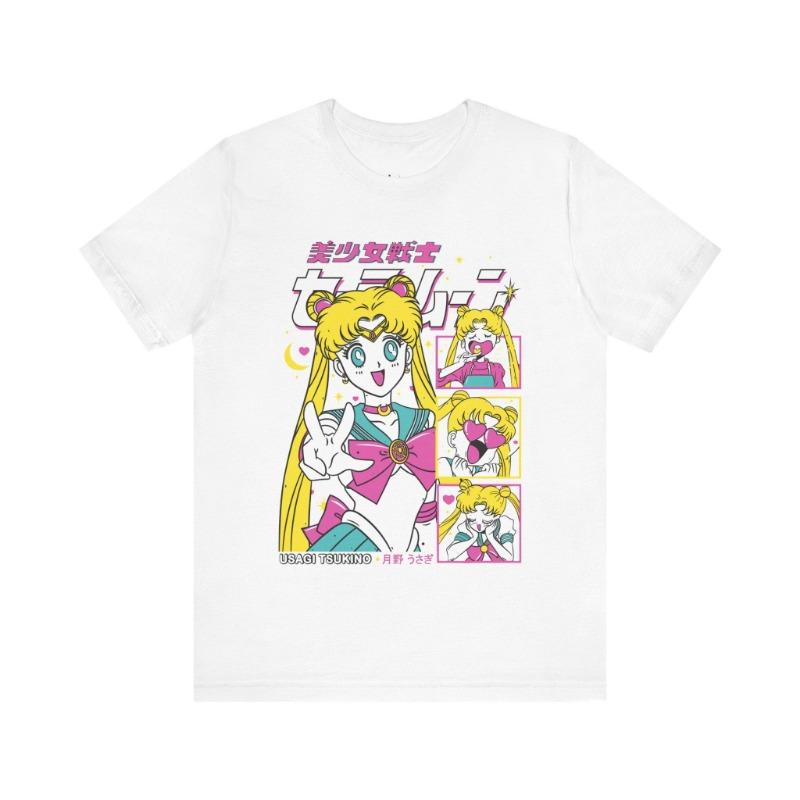 Sailor Moon Retro Jaren 90 Anime Grafisch T-shirt Zomer Katoen Heren Dames Tee Streetwear Casual Trend Korte Mouw Koppel Hip Hop Top