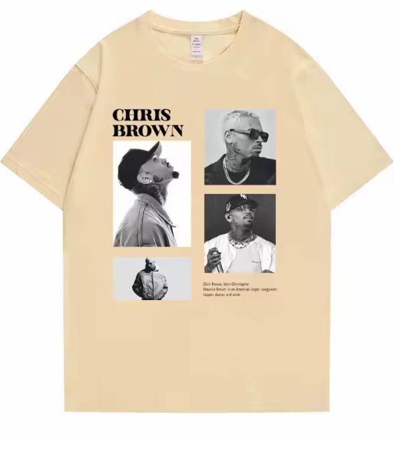 Pop Singer Chris Brown Print TShirt Unisexs Hip Hop Fashion Oversize TShirt Top Unisexs Casual Cotton TShirt Vlone