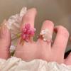 Flower Stacked Flower Ring for Women In Early Spring Countryside Style Elastic Beaded Finger Ring