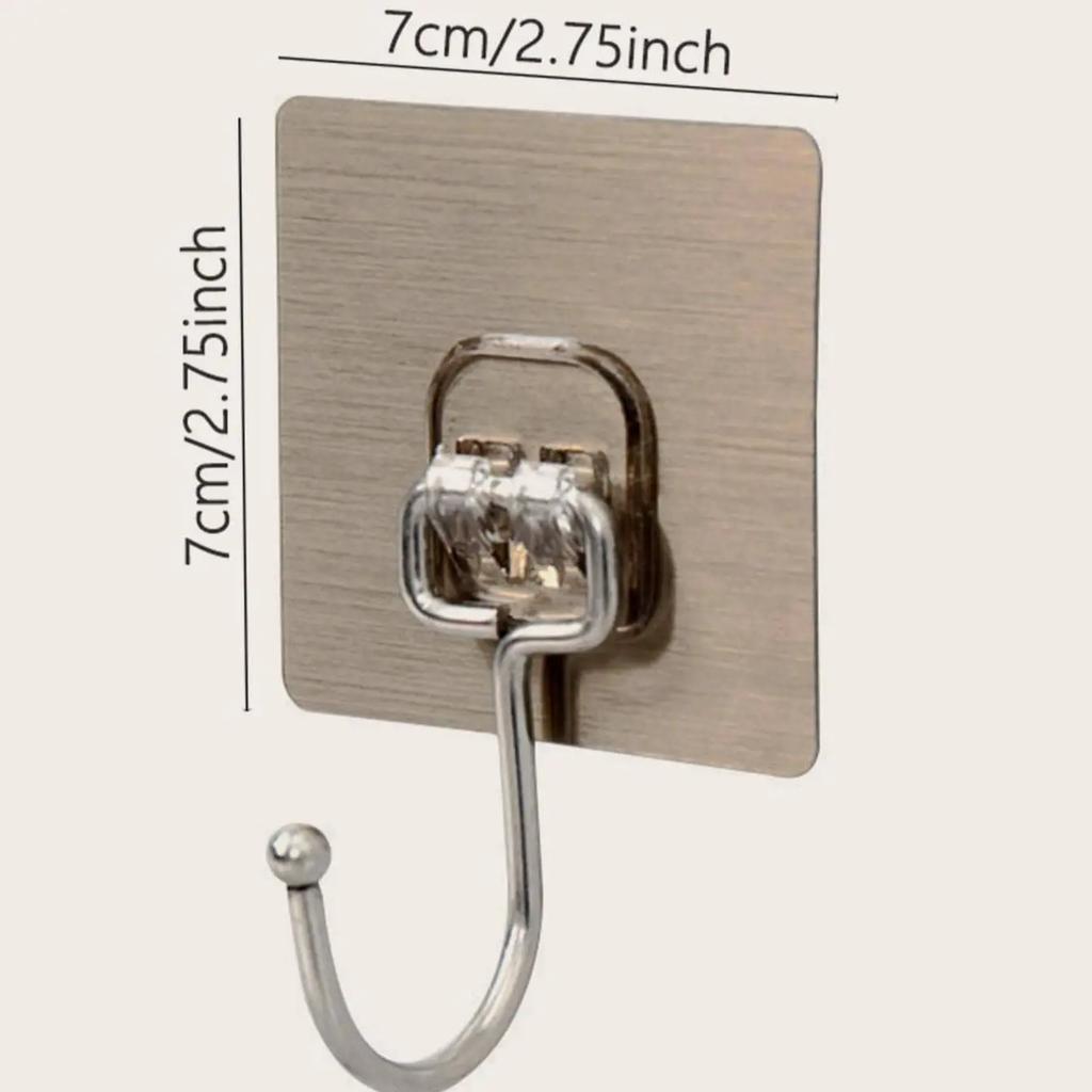 Large Transparent Stainless Steel Strong Self Adhesive Hooks Key Storage Hanger for Kitchen Bathroom Door Wall MultiFunction