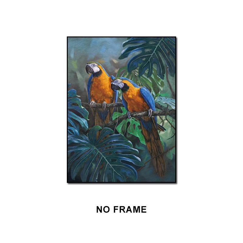 Vintage Animals and Plants Canvas Paintings Flowers Owl Birds Parrot Flamingo Wall Art Poster Pictures Print Living Room Decor
