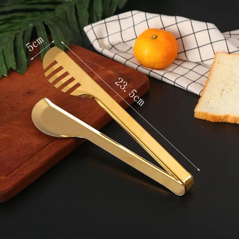 10-Styles Gold BBQ Food Tongs Stainless Steel Food Clip Cake Bread Grill Clamp Sugar Clip Ice Clip Utensils Kitchen Accessories