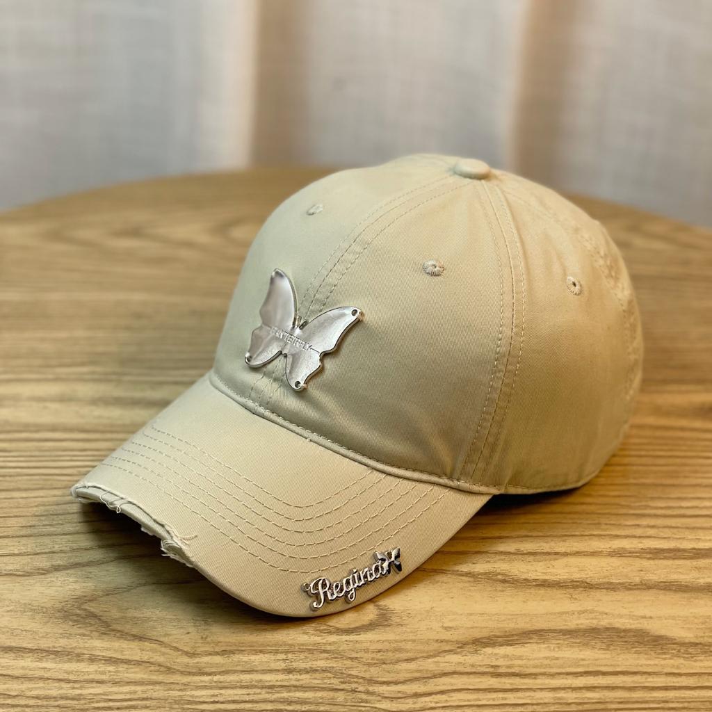 Hut mit Farbverlauf Mädchen Schmetterlingsdekoration Nische Schirmmütze Süß Cool Hot Girl Softtop Baseballkappe Großer Kopf Trendig