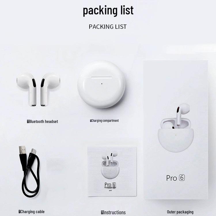 Pro6 J6 Bluetooth Headset: Touch Control, Noise Reduction, Wireless Stereo, Pro4 Sports TWS Headset.