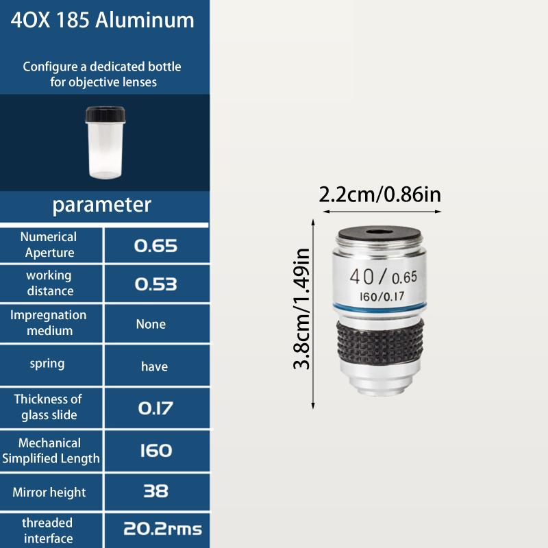 185 4X 40X 100X Biologisches Mikroskop Achromatisches Objektiv Mikroskopobjektivadapter Kompaktes Objektiv Langlebig