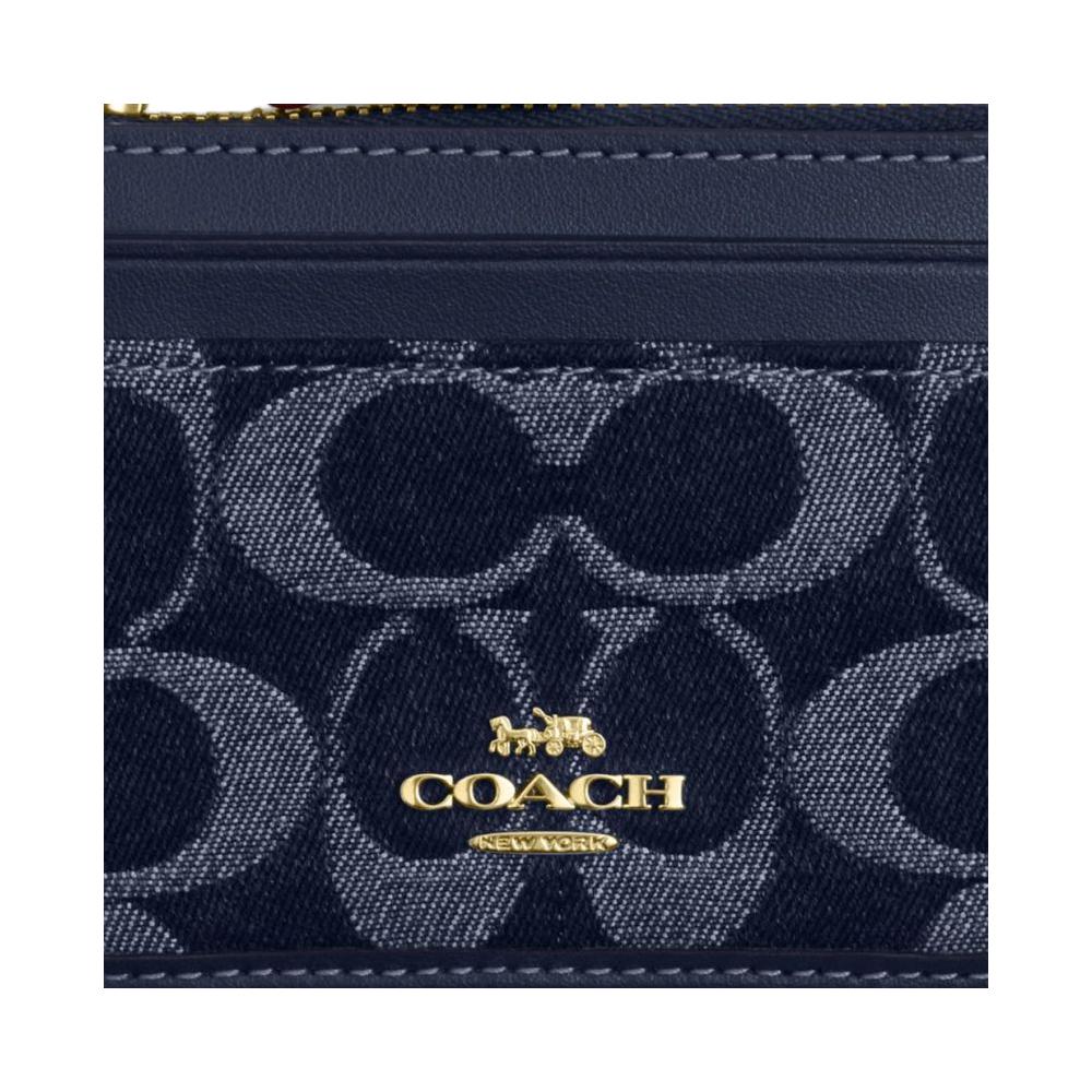 New COACH Fabric+Artificial Leather Card Holder Mini Unisex Denim Blue CZ464-IMXIA