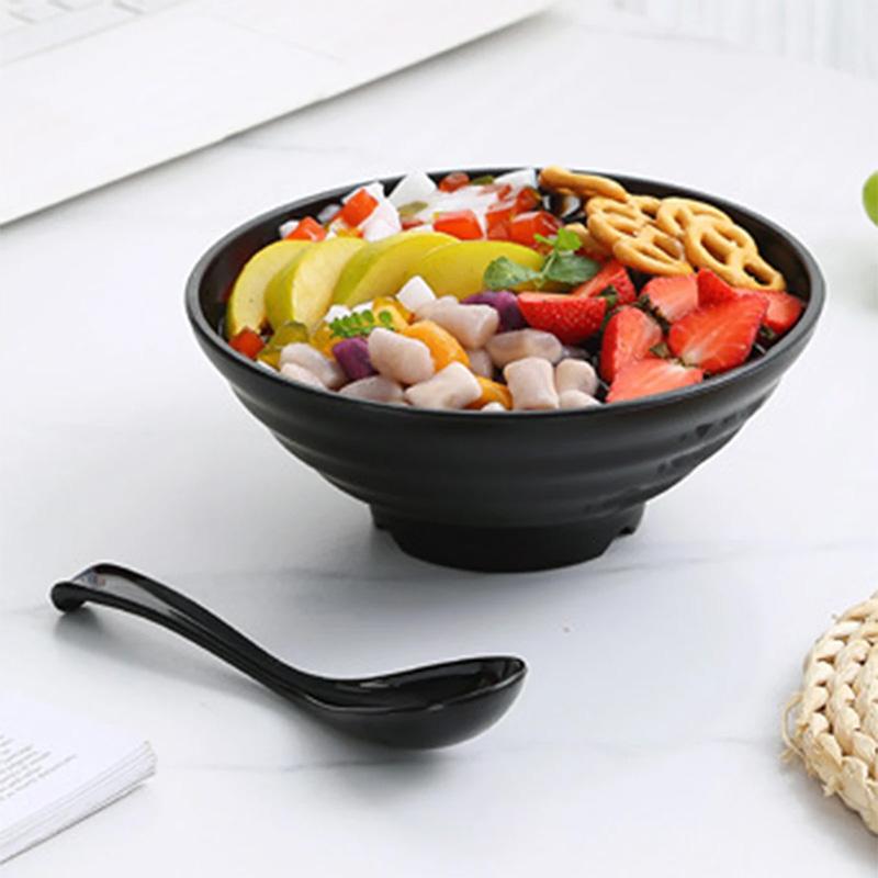 D5 Ramen Bowl Large Striped Fruit Bowl Large Caliber Capacity High Temperature Resistance Kitchen Utensils Tableware Noodle Bowl