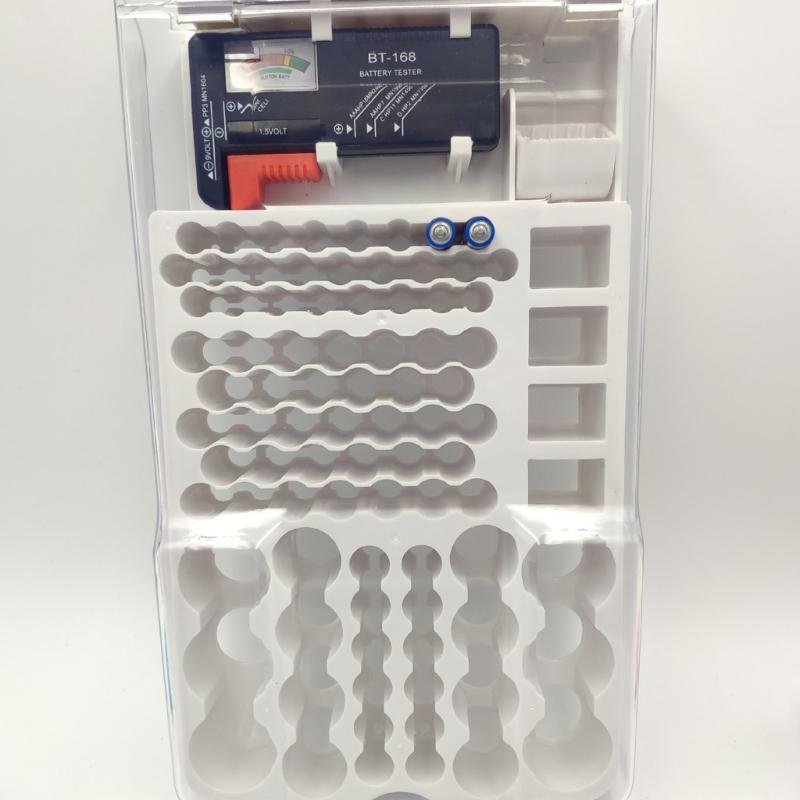 Large Capacity Battery Storage Box with Builts In Tester Holds Up To 94 Batteries for Various Types