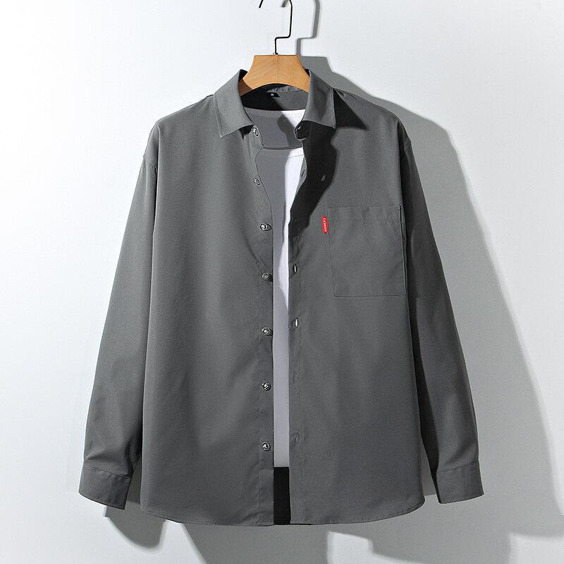 Spring and Autumn Long Sleeve Casual Loose Jacket Large Size Solid Color Japanese Shirt T-Shirt