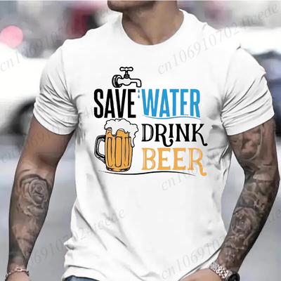 Save Water Drink Beer T-shirt Funny Beer Day Graphic Summer Men's Short Sleeve T-shirt Drinking Pary Women Men T-shirts Tee Tops