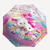 1pc Hello Kitty Birthday Gift Basket with Flowers - Automatic Opening Umbrella, Portable Folding Design, 8-Rib Iron Frame Outdoor Umbrella, Festival G