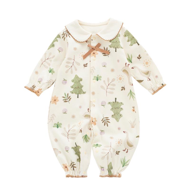 Spring & Autumn Baby Princess Oil Painting Bunny Romper & Lace Hat Set - Cotton & Peter Pan Collar