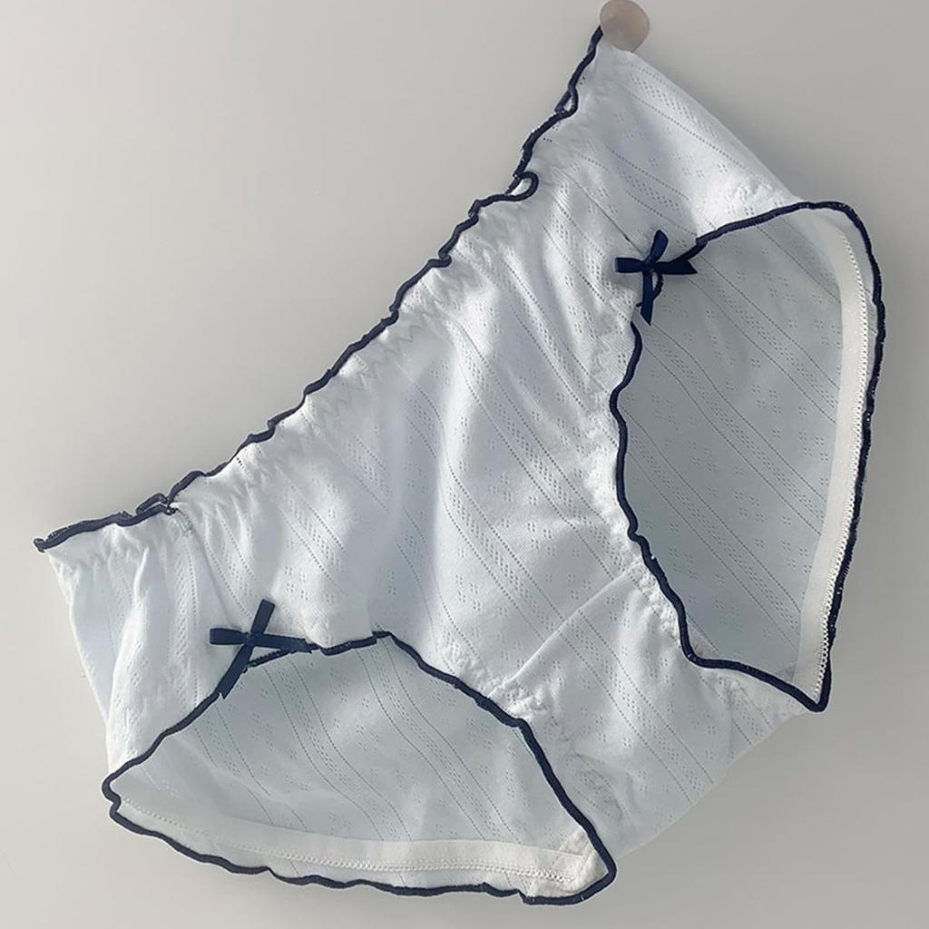 AZBESCZ Cotton Panties of with Satin Cute Lace and Ribbon Soft and Comfortable To the Touch 3 Women's (Set 3) Panties, Design, (Size L, Colors)