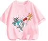 Cute Kawaii Tom And Jerry Crew Neck T Shirt Summer Casual Street Style Daily Outfit Kids Aged 3 To 14