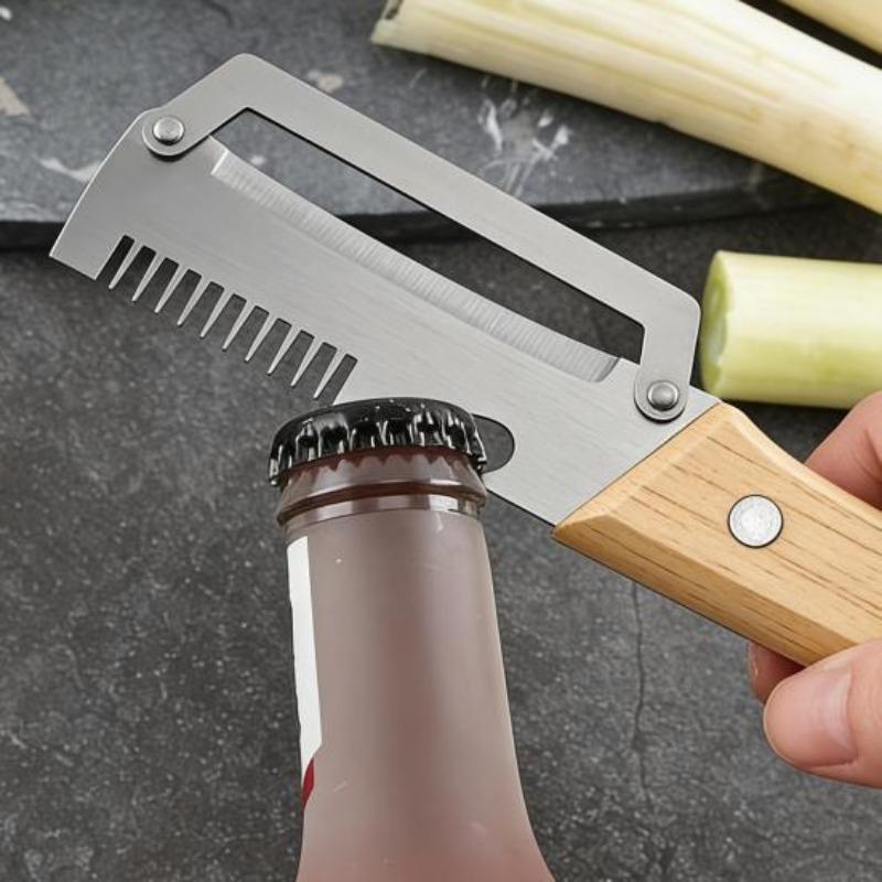 2-in-1 Universal Peeler Knife Made of Stainless Steel and Wood with An Ergonomic Handle