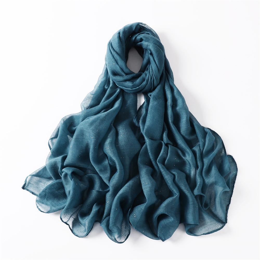 New Summer Shiny Voile Cotton Linen Women Scarf Girls Solid Sunscreen Thin Scarves Soft Foulard Shawl Casual Female Wrap Shawls