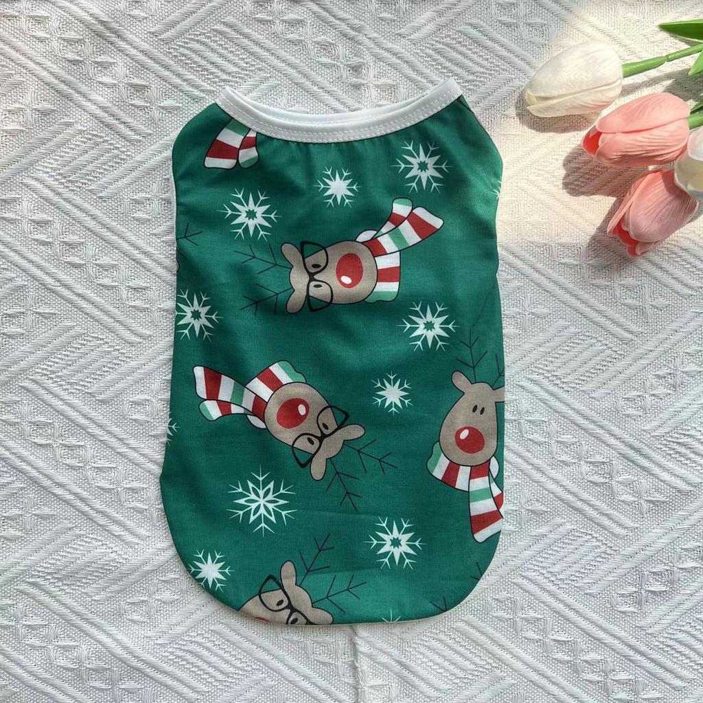 Summer Christmas Vest Pet Dog Dog Cat Thin Breathable Teddy Bigbear Small Dog Pet Clothing
