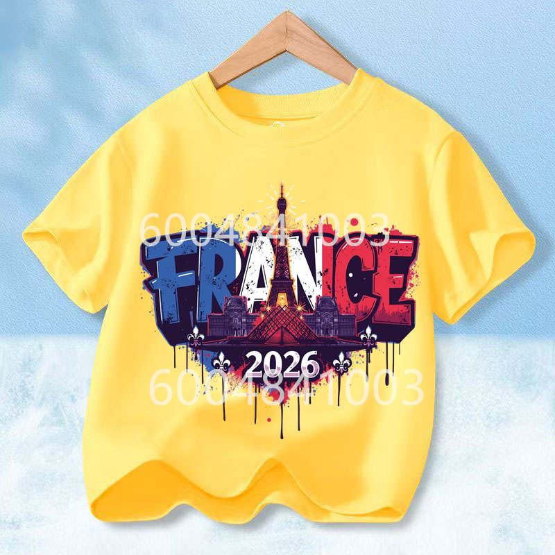 France Flag Retro Style Graphic Children Shirt Kid Boys Girls Summer Cotton Short Sleeve Little Soccer Fan Casual Daily Wear
