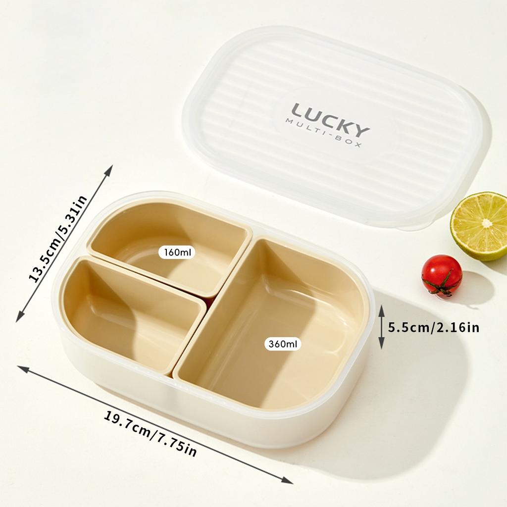 Cute Plastic Divided Lunch Box For Kids Students Portable Sealed Detachable 3 Grids Fruit Salad Food Container Microwave Safe