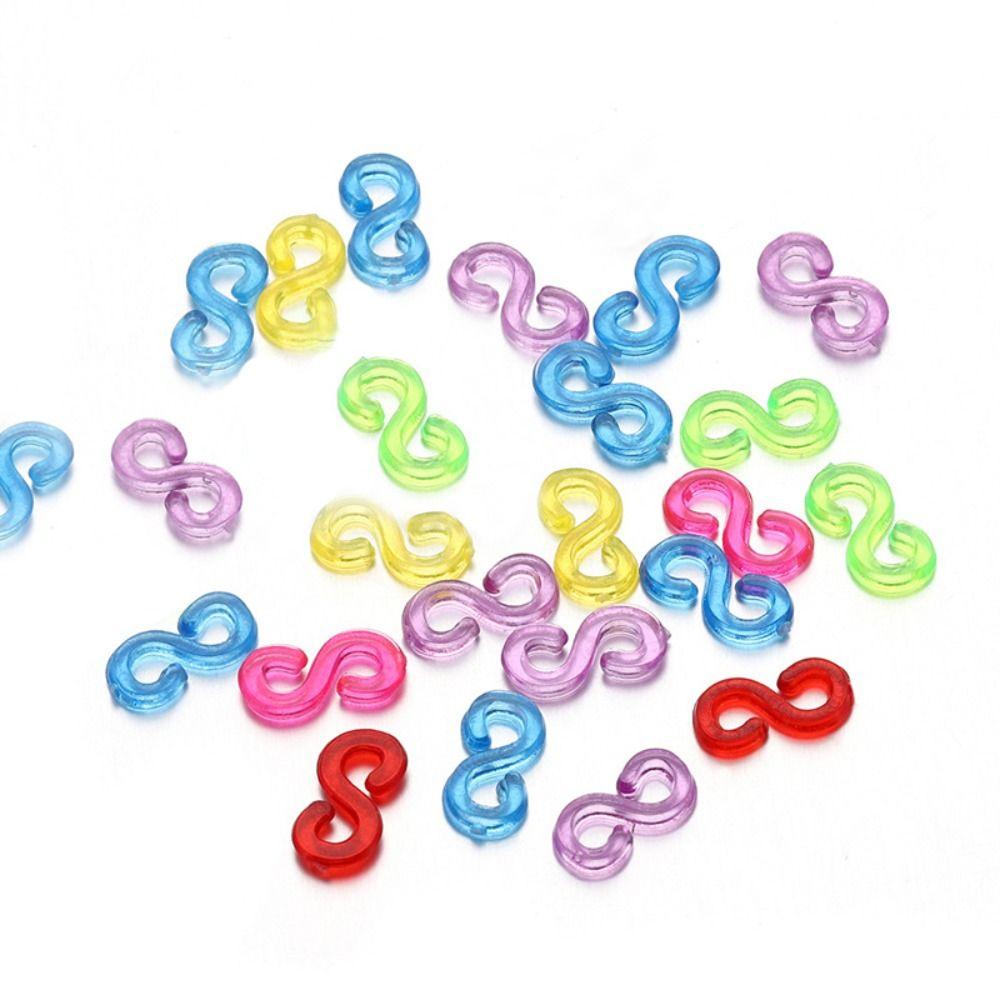 500pcs Acrylic Loom Bands Braid Hook Colorful Clasp Rubber Band Clips DIY Necklace Bracelet