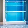 Four-tier glass display cabinet, storage, LED lighting, glass doors, smart sensors, dustproof, for living room, bedroom, offices. White. 80*35*165cm