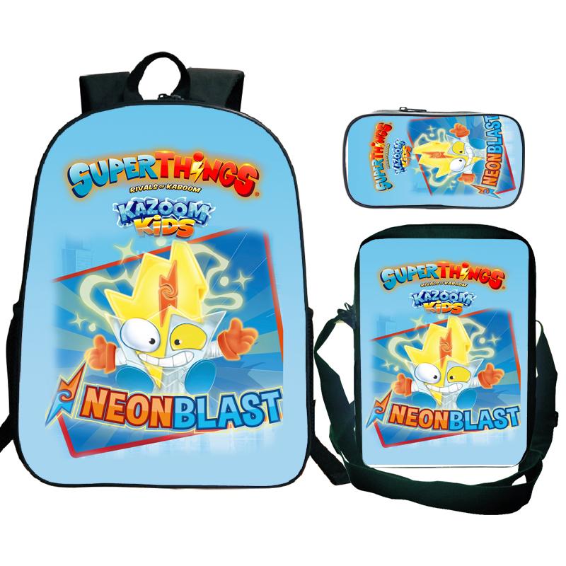 3Pcs/set Superzings Kazoom Kids Backpack Superthings Teenager Students Schoolbag Rucksack Children Laptop Daypack