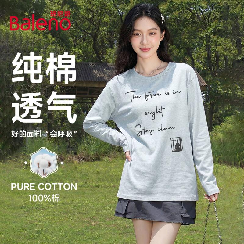 Baleno Women's 200g Pure Cotton Letter Print Long Sleeve T-Shirt