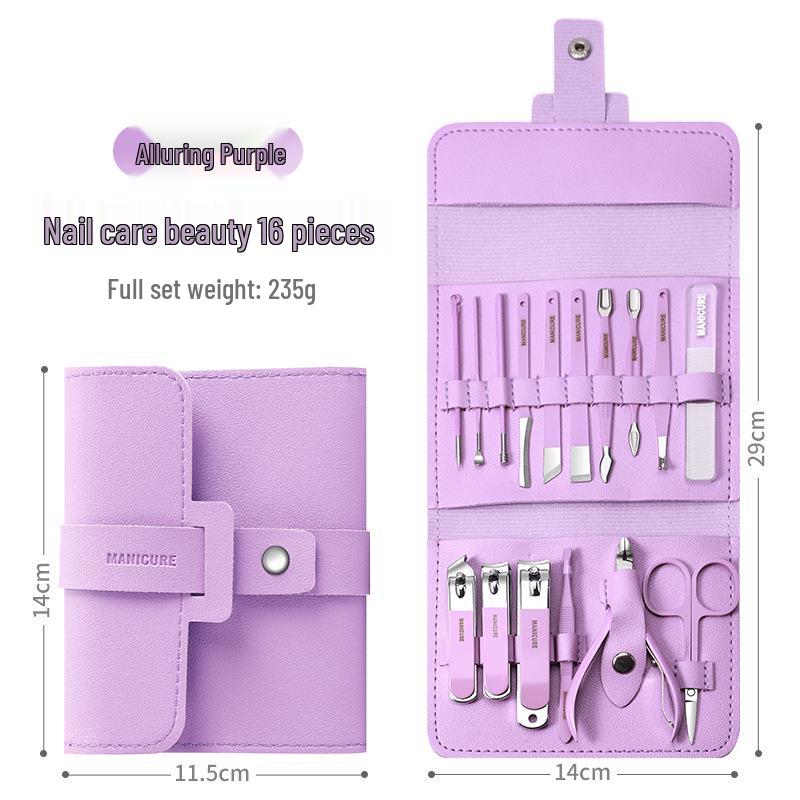 Set Manichiură și Pedichiură 16 Piese: Unghieră, Foarfece pentru cuticule și Instrumente