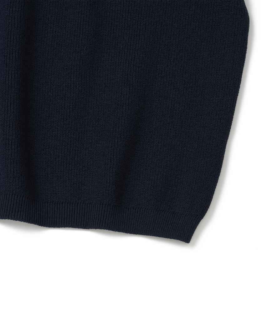KNITTED Coolever Henley Neck Short Sleeve Knit Navy