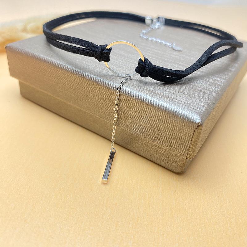Sterling Silver Circle Choker Necklace for Women - Fashionable Collar Jewelry Accessories