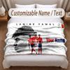 Lamine Yamal Printed Flannel Blanket Custom Name Text Soft Warm Throw For Bedroom Holiday Gift