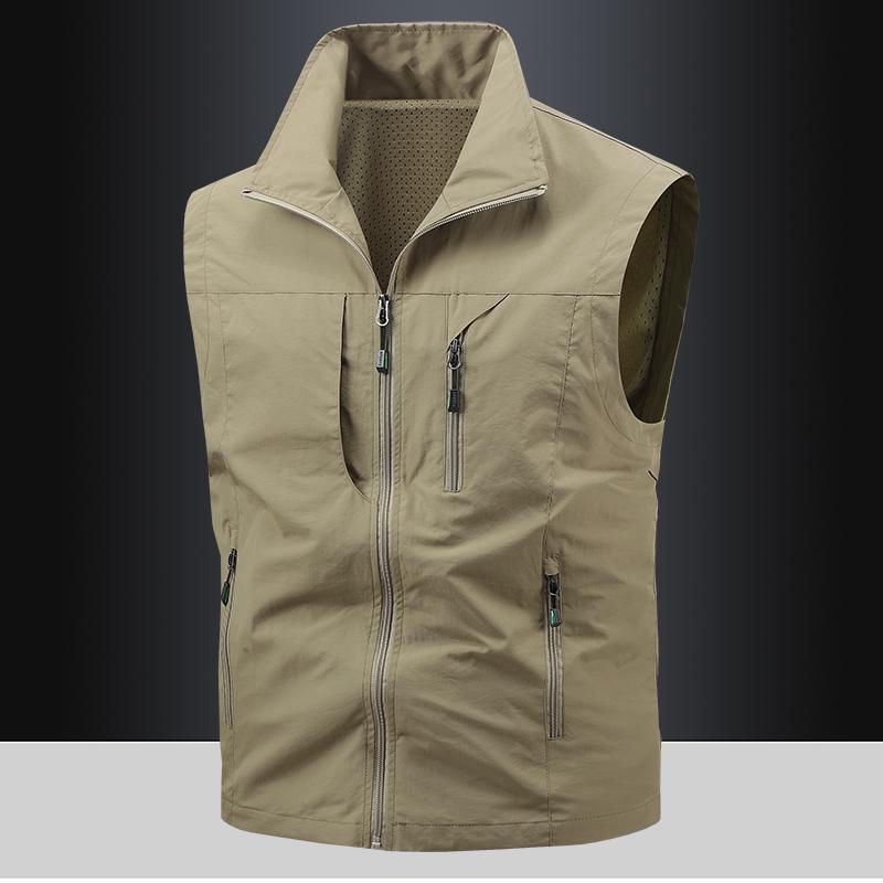 Stand Collar Vest Workwear Multi-pocket Vest Men's Vest Sleeveless