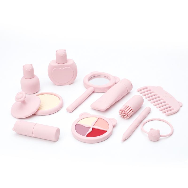 12pcs Pretend Play Beautiful Makeup Set Silicone Hairdressing Simulation Make Up Toy For Dressing Cosmetic Gifts Children Girls