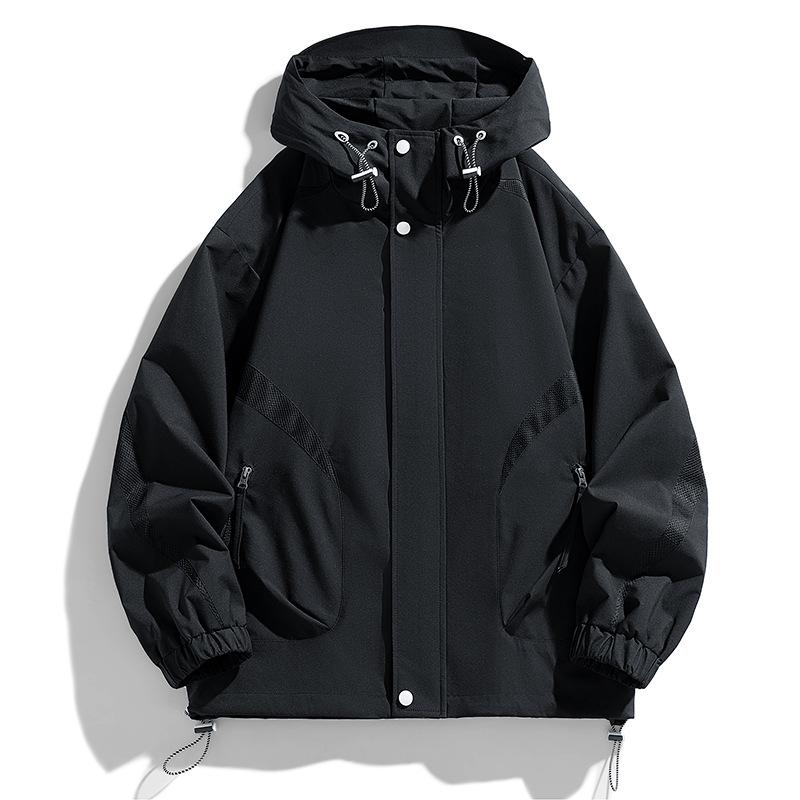Casual Men's Spring and Autumn Jacket Men's Purple Hooded Loose Tooling