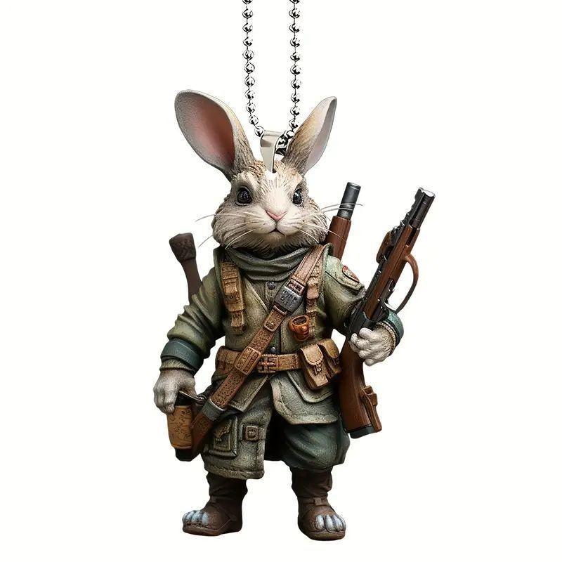Cartoon Creative Acrylic Animal Gunner Car Hanging Ornament For Festive Interior Style