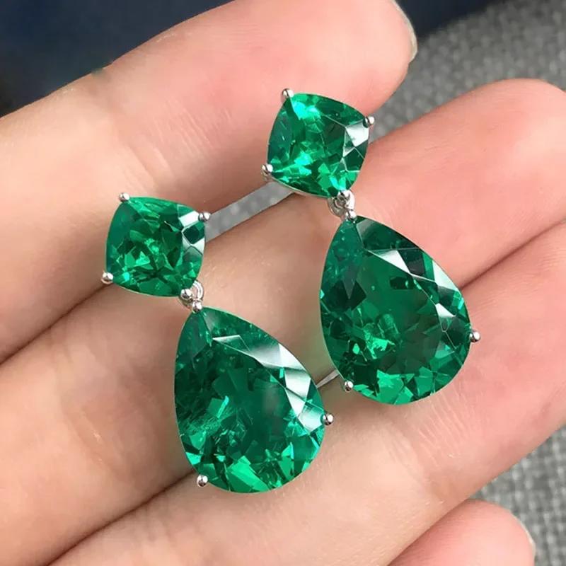 2026 New Style Fashion Green Crystal Pendant Earrings for Women's Engagement Party Accessories with Noble Unique Zircon