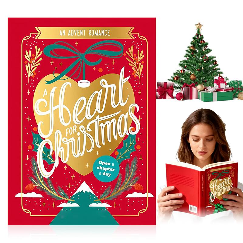 

Книга Адвент-календарь «24 дня рождественской любви», Адвент-календарь 2025, Книга-подарок «24 дня до Рождества: История любви» для пар красный
