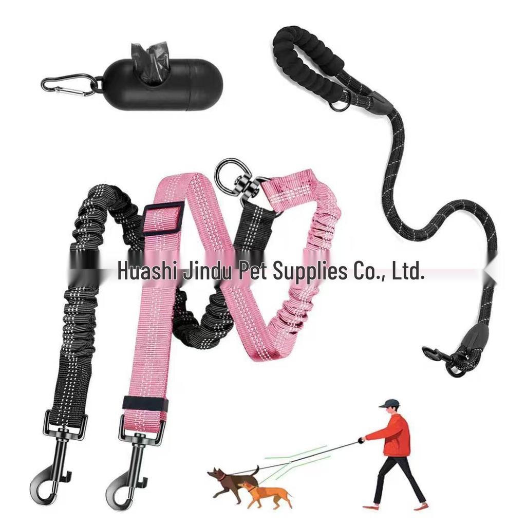 Automatic Retractable No-Choke Dog Leash for Walking Two Dogs