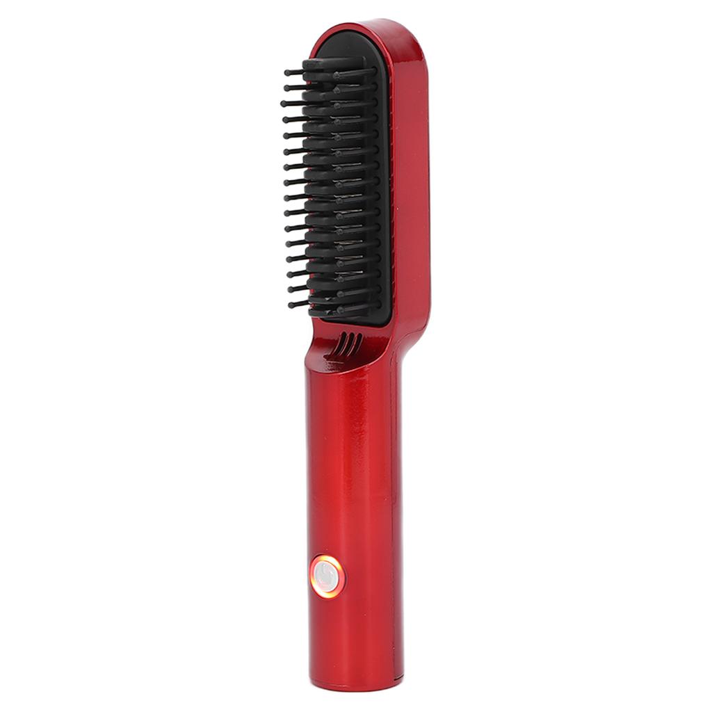 Hair Straightener Brush Fast Heating Anti Scald Professional Hair Curler Comb for Home SalonRed