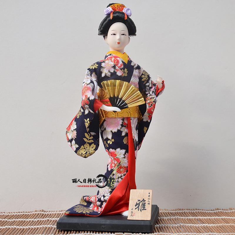12 Inch Japanese Geisha Kimono Doll, Traditional Maiko Figurine for Sushi Bar Decor & Oriental Home Accent, Artisan Gift