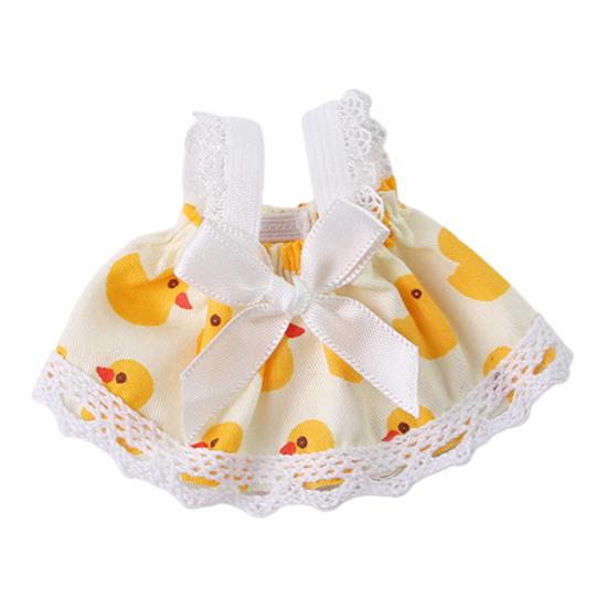 Pet Printed Dress Lace Trim Vest Dress Summer Dress with Bow Pet Clothes for Hamster Guinea Pig Outing Dress-up